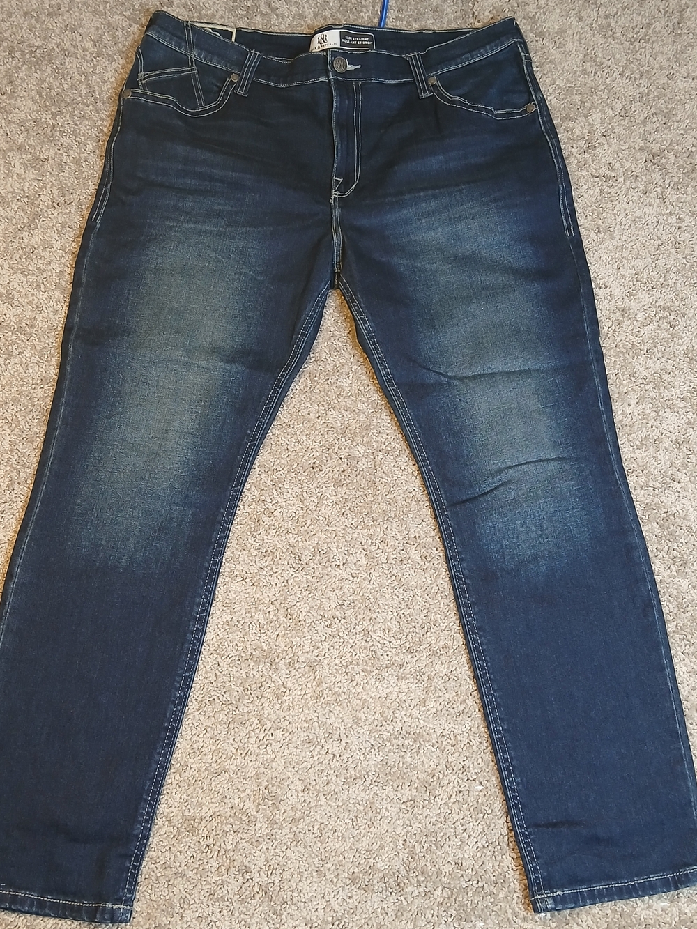 Rock & Republic Dark Blue Slim Straight Jeans for Men - Size 42x32